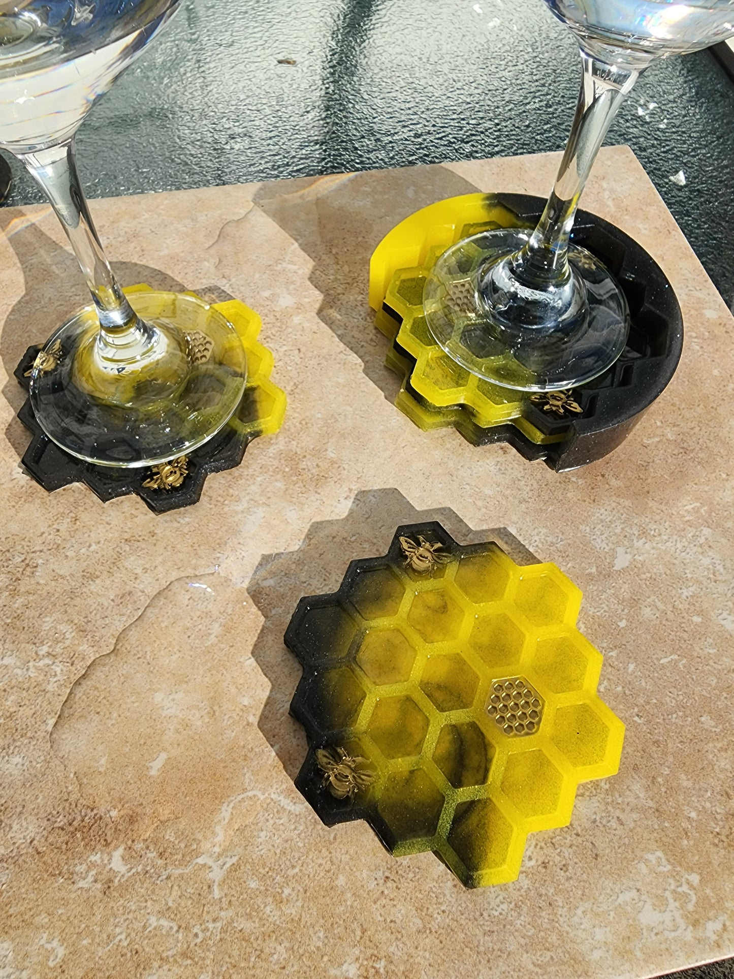 Honey Crystal Coasters w/holder